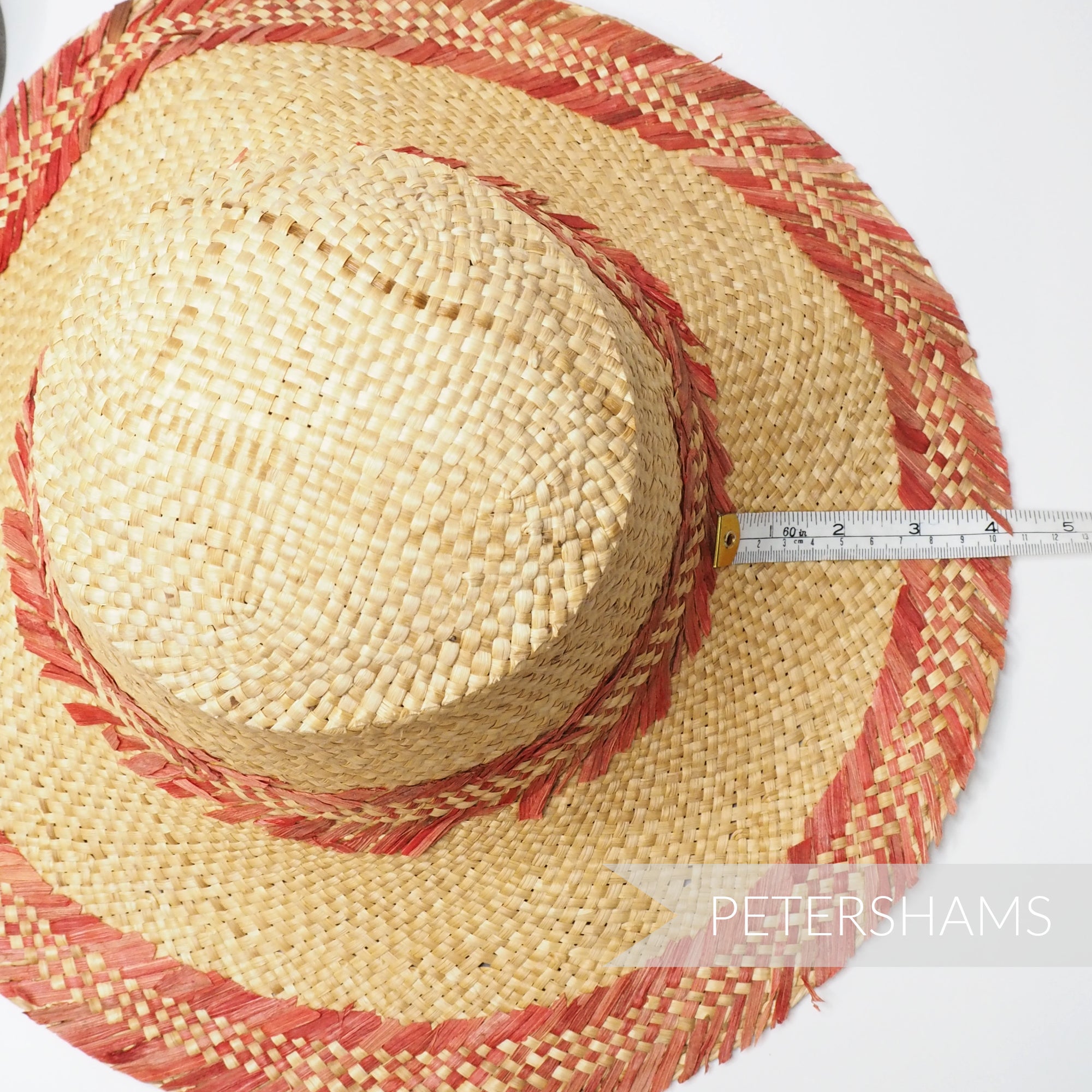 Vintage 1960s/70s Pinky Red Fringy Straw Capeline  - 11"