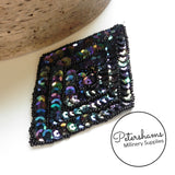 Diamond Beaded and Sequin Motif - Black AB