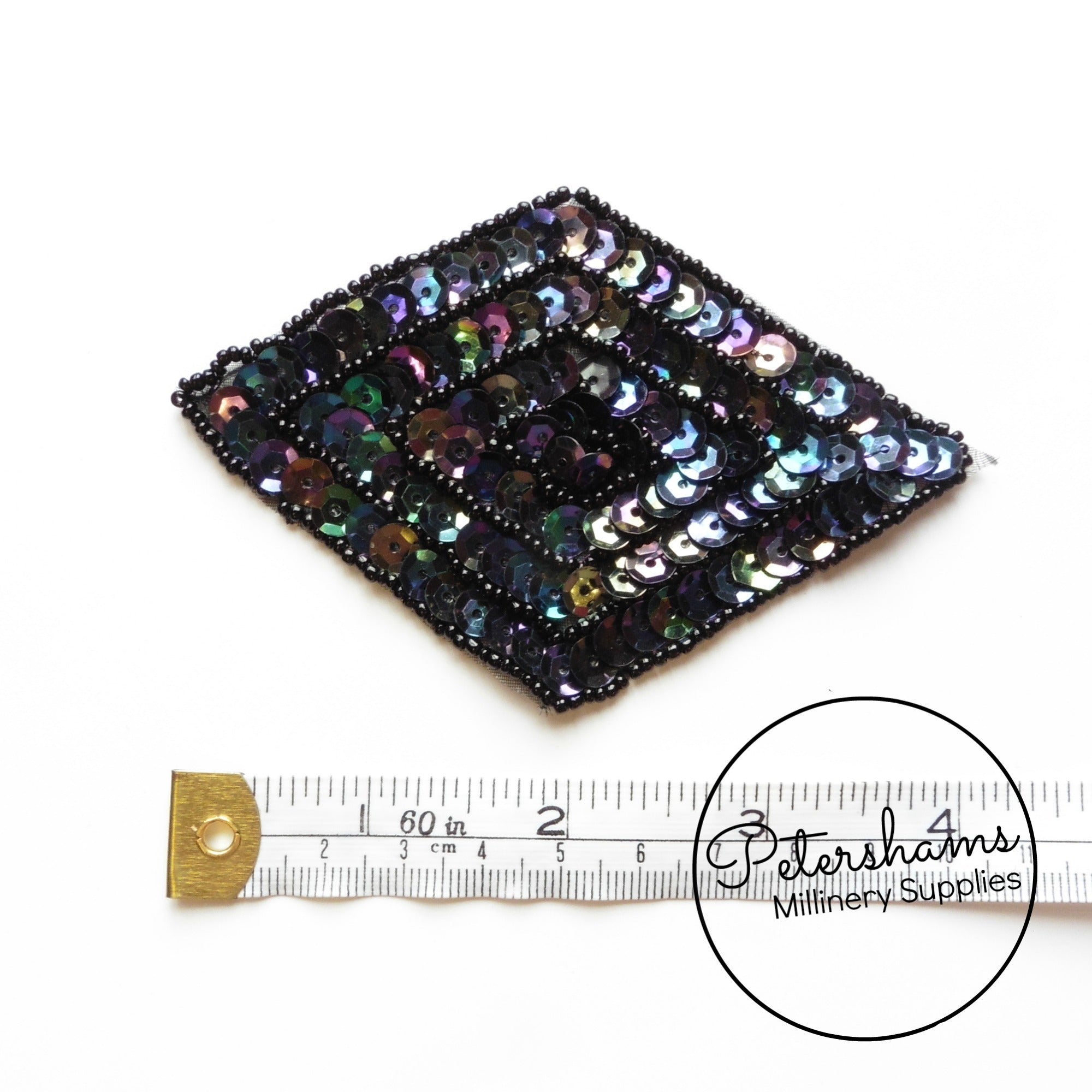 Diamond Beaded and Sequin Motif - Black AB