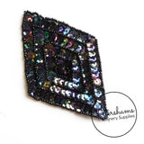 Diamond Beaded and Sequin Motif - Black AB