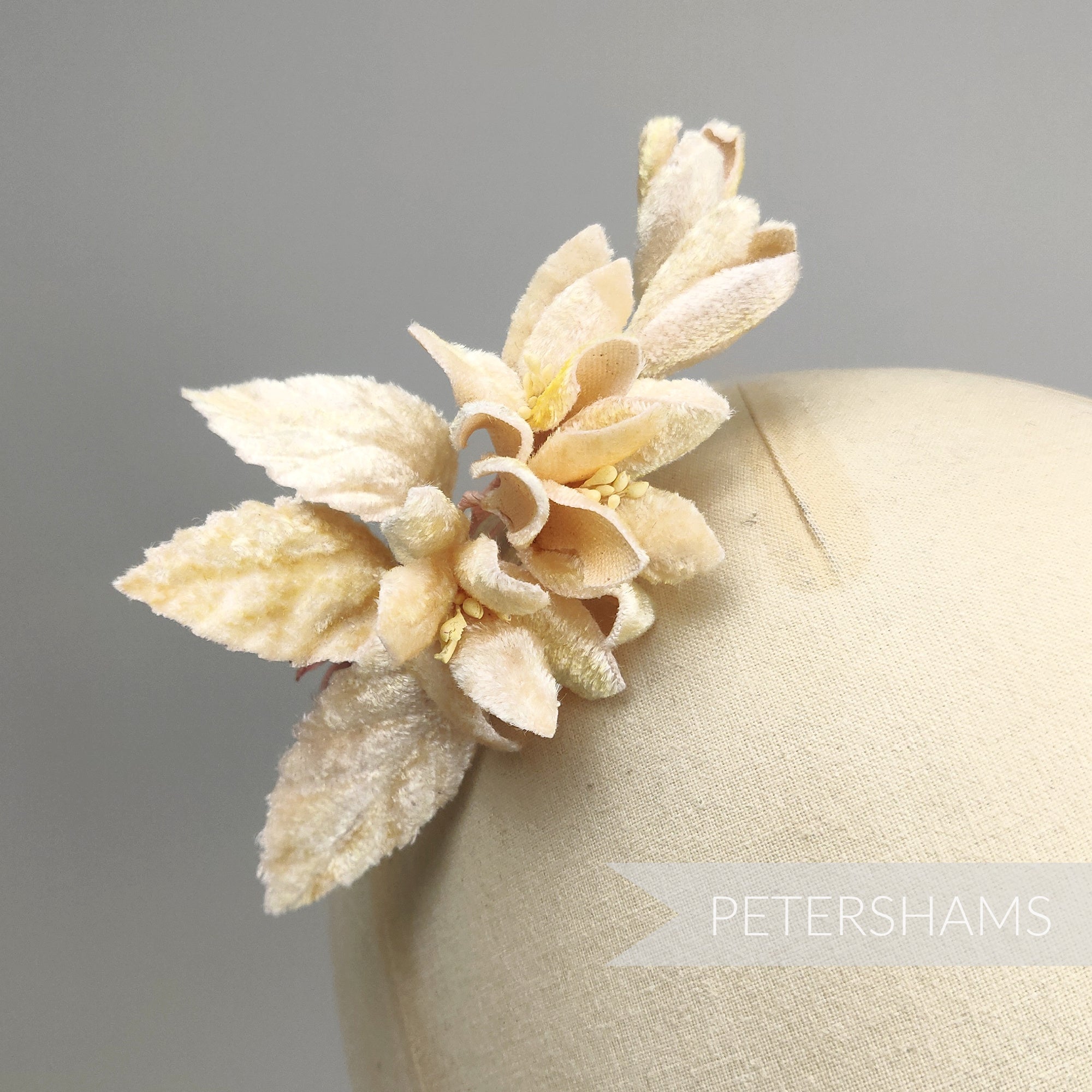 'Elsie' Vintage Velvet Millinery Flower Hat Mount Petershams