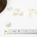 Vintage 1940s Iridescent Sequin and Beaded Flower Motifs with Dangling Bead - Pearl
