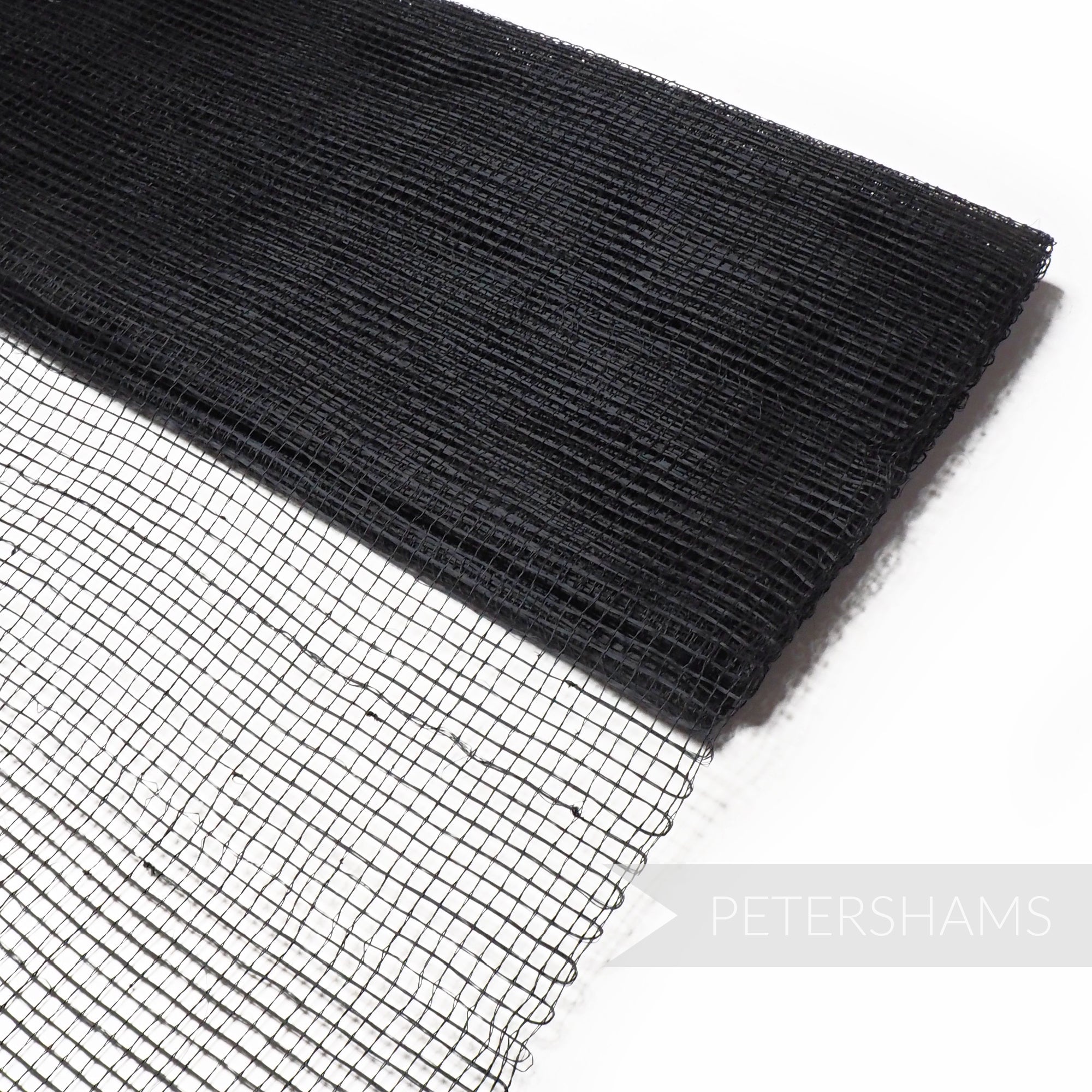 Petershams Millinery Supplies black square grid woven sinamay abaca fabric for hat making