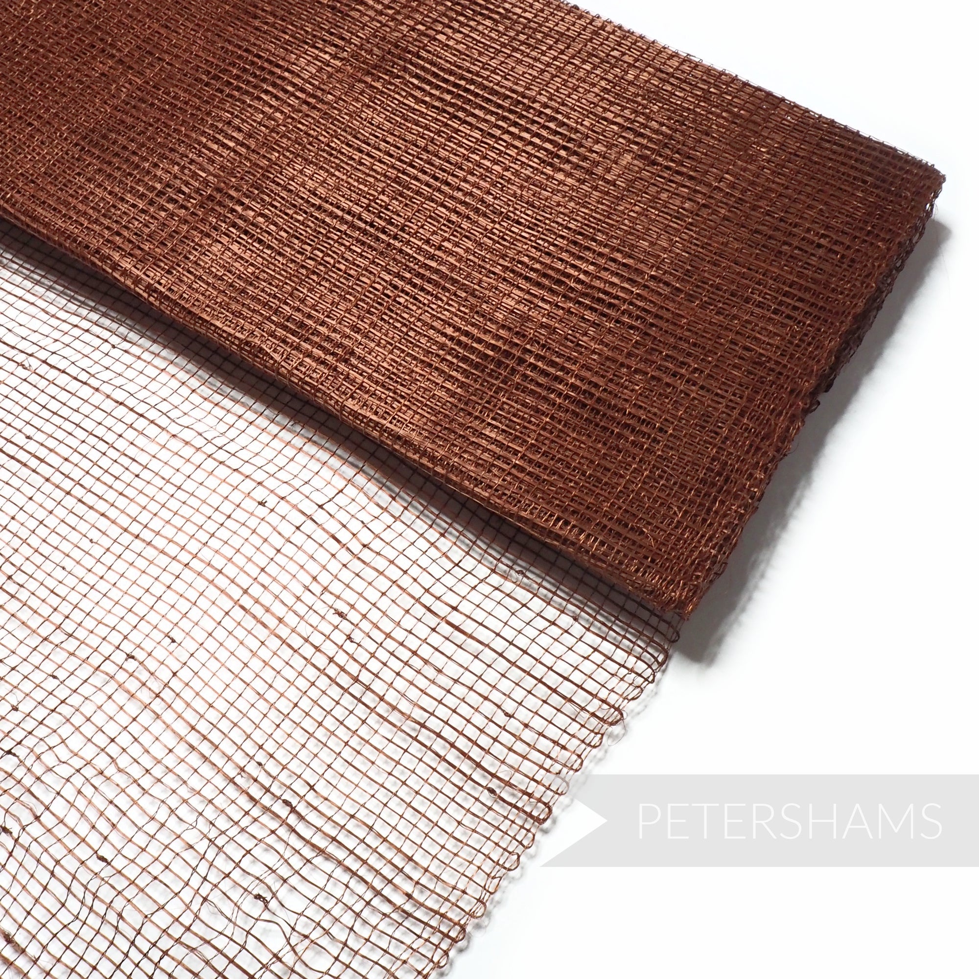 Petershams Millinery Supplies copper brown square grid woven sinamay abaca fabric for hat making