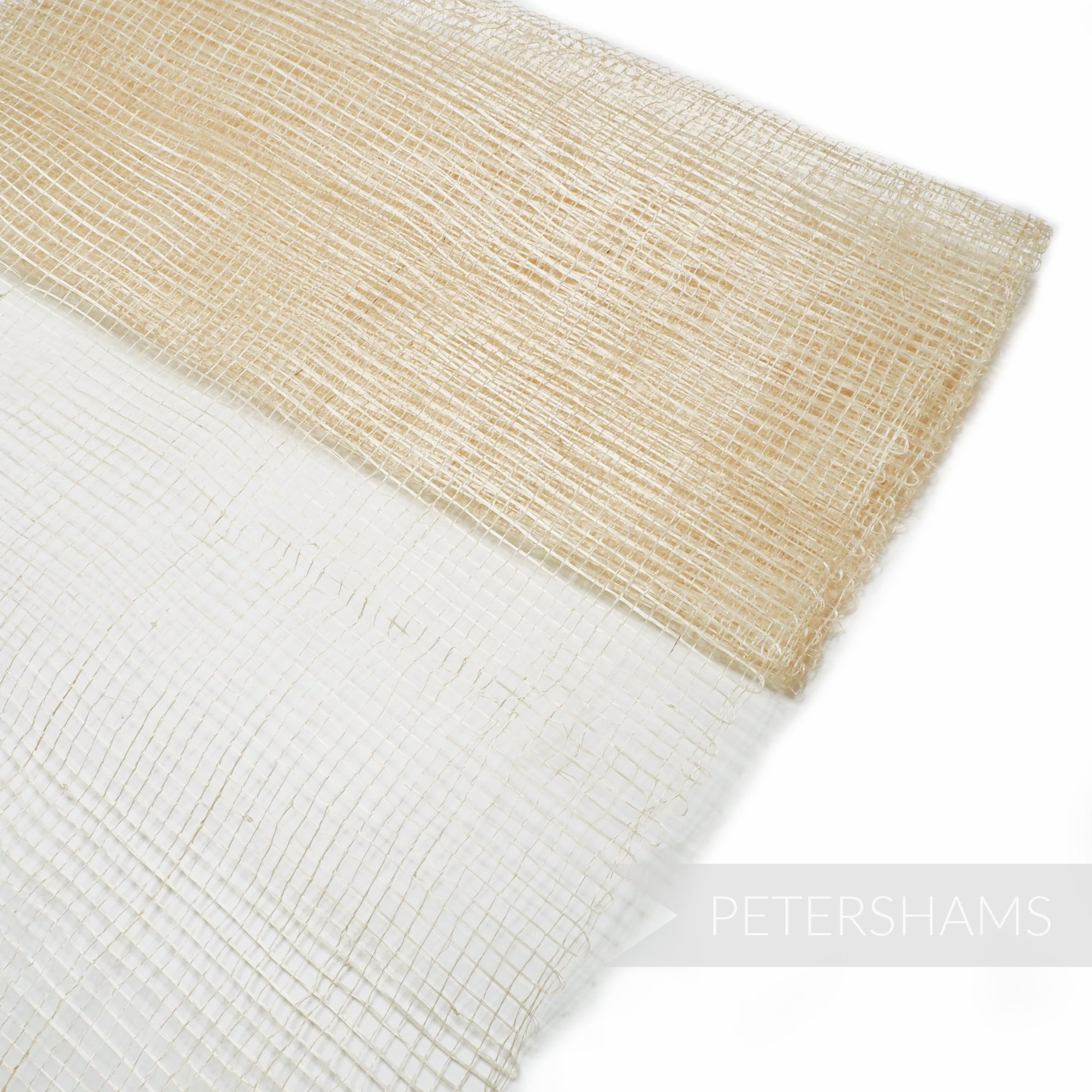 Petershams Millinery Supplies natural beige square grid woven sinamay abaca fabric for hat making