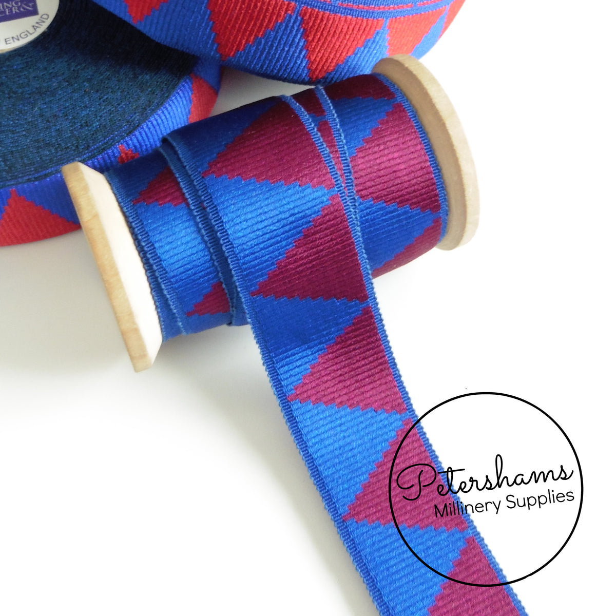 Red Ribbon Triangle Vintage 28mm Wide Woven Deluxe Triangle Pattern Ribbon - 1m ...