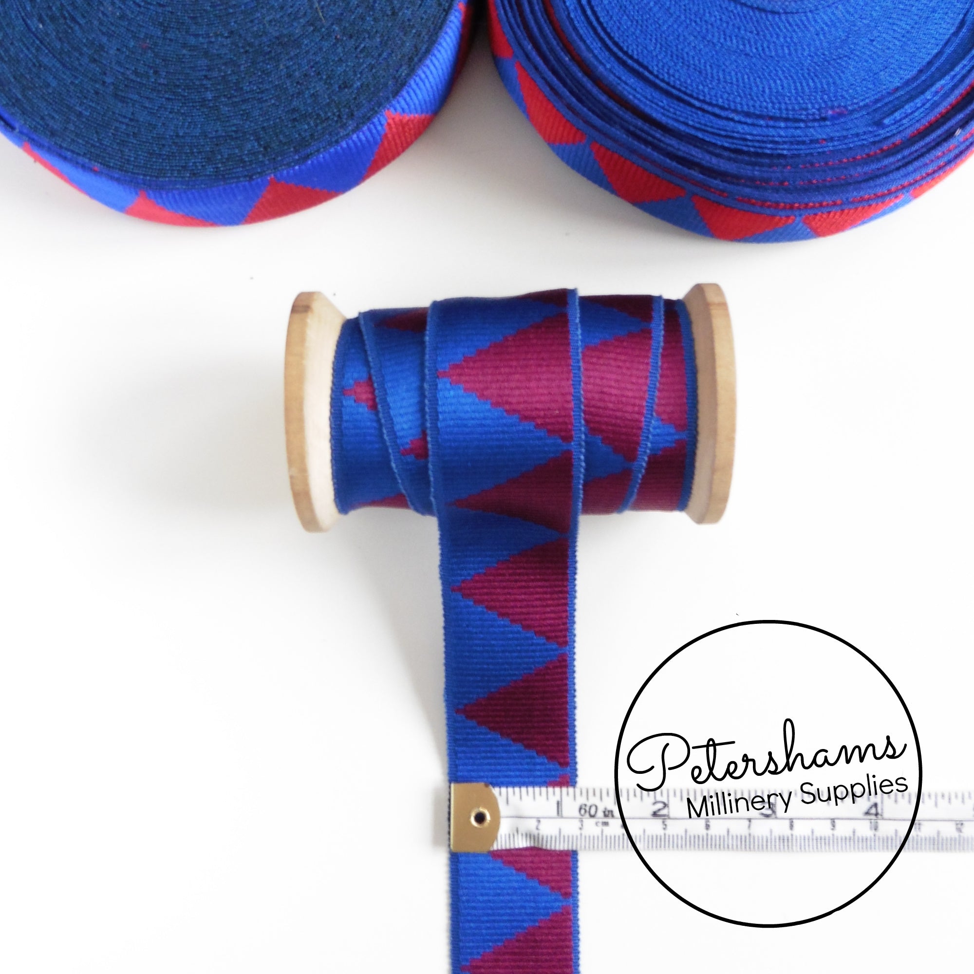 Vintage 28mm Wide Woven Deluxe Triangle Pattern Ribbon - 1m ...
